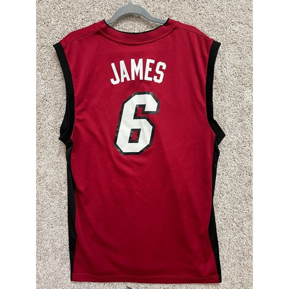 Adidas NBA Lebron James Miami Heat Jersey Red Basketball LBJ Baller - Youth M